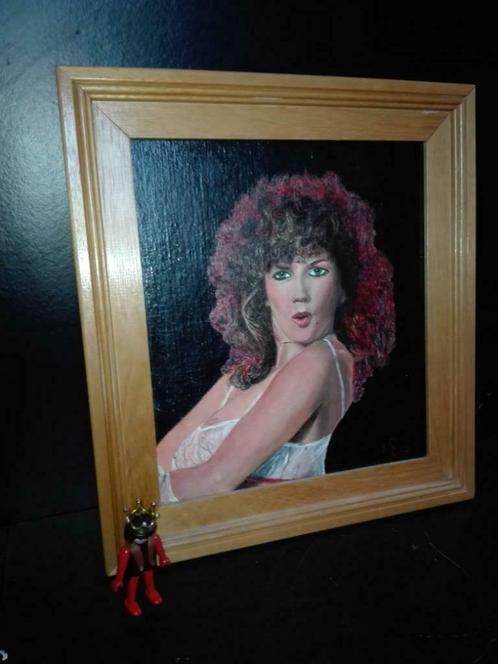 228) kader (schilderij?) met Traci Lords -achtige pinup, Antiek en Kunst, Kunst | Schilderijen | Klassiek, Ophalen of Verzenden
