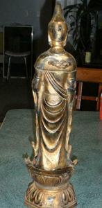 Antieke Boeddha - Boeddha 61 cm kannon Bodhisattva Brons, Ophalen of Verzenden