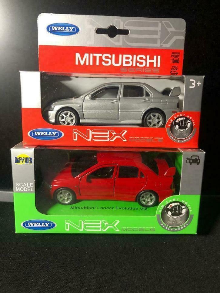 WELLY 2x Mitsubishi Series Lancer Evolution VIII, Hobby en Vrije tijd, Modelauto's | Overige schalen, Nieuw, Auto, Ophalen of Verzenden