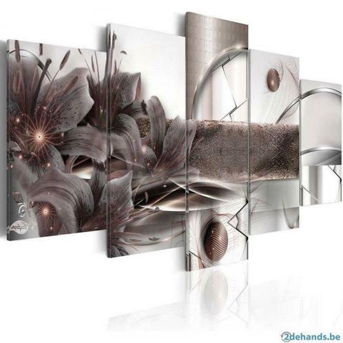 36 Abstract Bloemen XXL 5 Luik Canvas Schilderij 200x100, Huis en Inrichting, Woonaccessoires | Wanddecoraties, Nieuw, Ophalen of Verzenden
