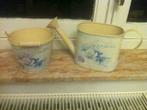 Lot : cache pot + petit arrosoir très joliment décoré, Enlèvement ou Envoi, Moins de 25 cm, Rond, Utilisé