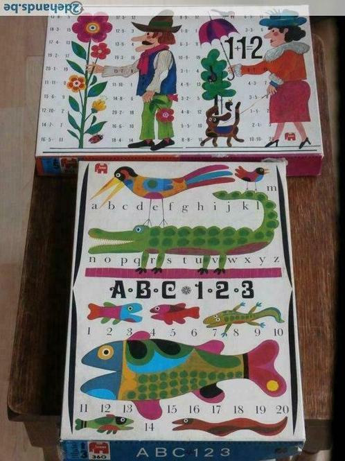 Spelend leren:2 vintage Jumbo-puzzels ABC/123-1+1=2, Kinderen en Baby's, Speelgoed | Educatief en Creatief, Nieuw, Ophalen of Verzenden