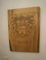 antieke houten plaat met wapenschild handgemaakt 54 x 40, Antiek en Kunst, Ophalen of Verzenden