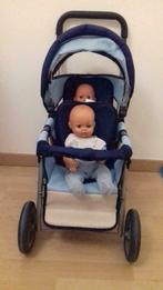 poussette jumelle pour poupées avec les 2 bébés, Ophalen, Gebruikt