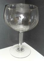 Meiresonne goliath glas gezuurd logo, Verzamelen, Glas en Drinkglazen, Ophalen of Verzenden