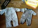 2 pyjamas / salopette bébé 1 mois La compagnie des petits, Enfants & Bébés, Vêtements de bébé | Taille 56, La compagnie des petits