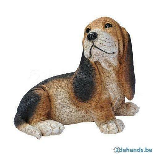 Design Toscano CF3298 Basset Hond puppy beeld zwart / bruin, Antiquités & Art, Art | Sculptures & Bois