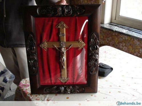 Kruisbeeld in kader, Antiquités & Art, Antiquités | Objets religieux, Enlèvement ou Envoi