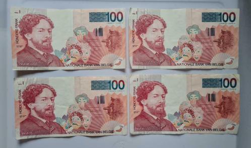 4 x 100 Francs Belges Ensor Fine - Très belle