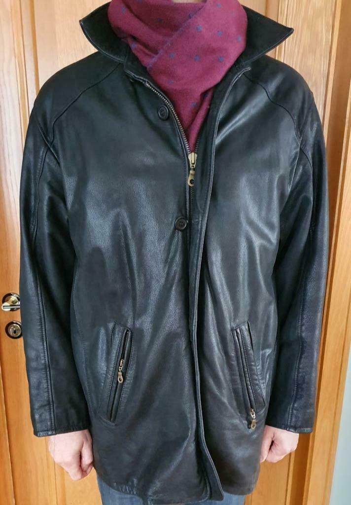 Lederen jas met uitneembaar binnenstuk, Marc Bellini, Kleding | Heren, Jassen | Winter, Zo goed als nieuw, Maat 52/54 (L), Zwart