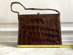 vintage handtas croco, Handtassen en Accessoires, Tassen | Damestassen, Handtas, Gebruikt, Ophalen of Verzenden, Bruin