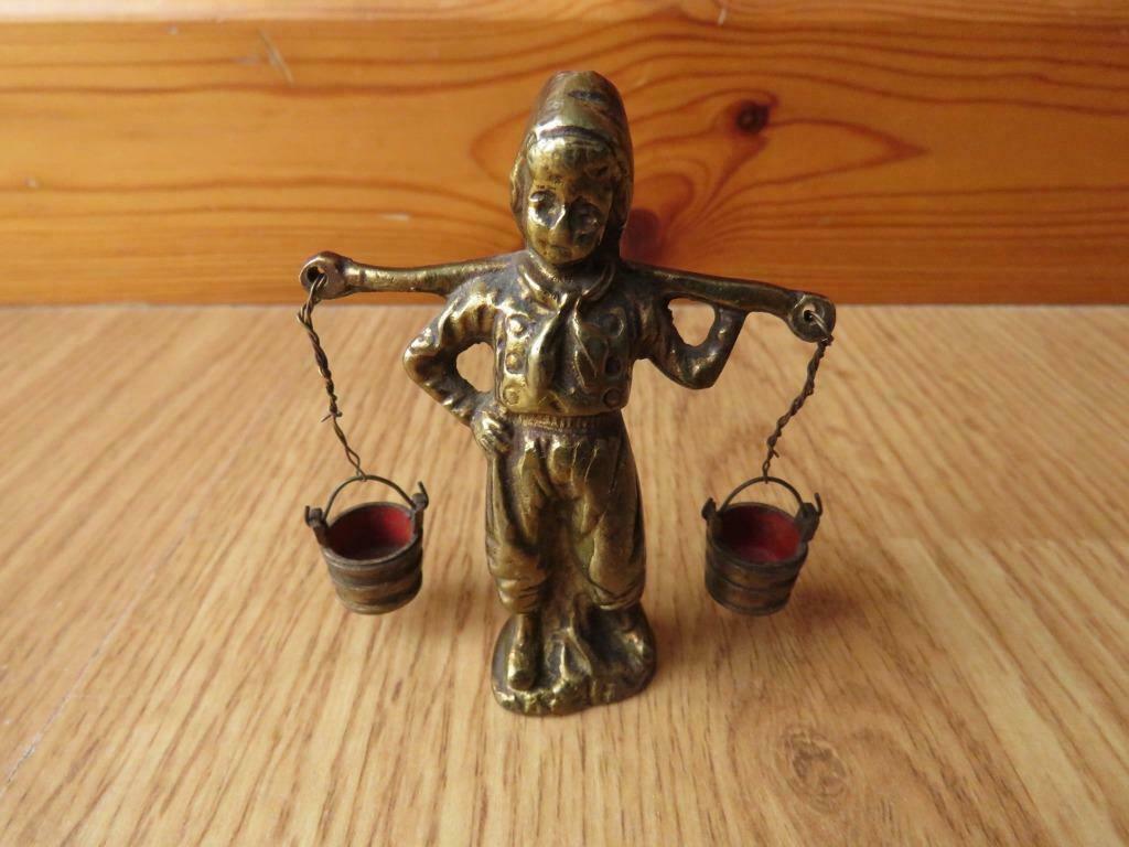 superbe personnage porteur de seaux en bronze 1970, Ophalen of Verzenden, Brons