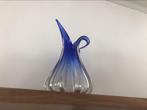 Vase cruche  en verre bleu et transparent