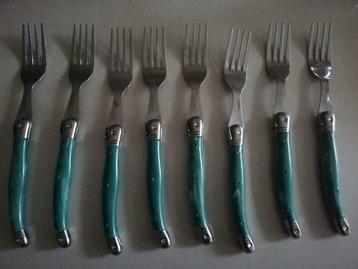8 vorken vintage in appelblauw zeegroen kleur, Huis en Inrichting, Ophalen, Gebruikt