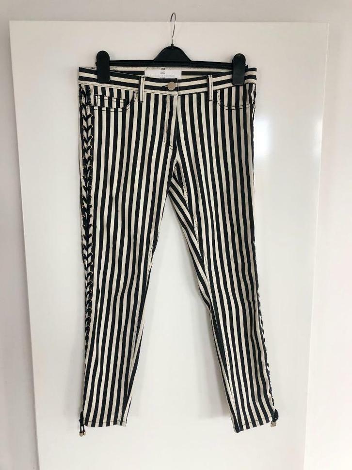 Zwarte/ecru chino broek Elisabetta Franchi - maat 30, Kleding | Dames, Broeken en Pantalons, Zo goed als nieuw, Maat 38/40 (M)