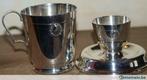 Art Déco set eierdopje + beker M.B. GERSYL geplat. zilver, Antiek en Kunst, Antiek | Zilver en Goud, Ophalen of Verzenden, Zilver