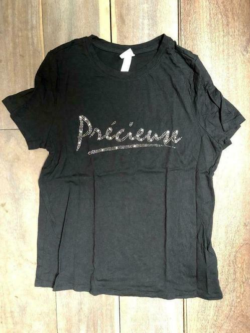 H&M zwart T-shirt met Précieuse M en Atmosphere patroon zwar, Kleding | Dames, T-shirts, Gedragen, Maat 38/40 (M), Zwart, Korte mouw