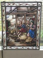 Glas in loodhanger vleesch houwerij mechelen, Antiek en Kunst, Ophalen of Verzenden