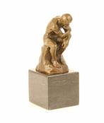 Een bronzen beeld van de denker - beeld -brons, Antiek en Kunst, Kunst | Beelden en Houtsnijwerken, Ophalen of Verzenden
