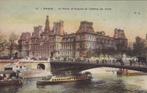 CP Paris : Pont d'Arcole et Hôtel de Ville très animé, France, Non affranchie, Enlèvement ou Envoi, Avant 1920