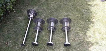 4 x tuinlampen inox
