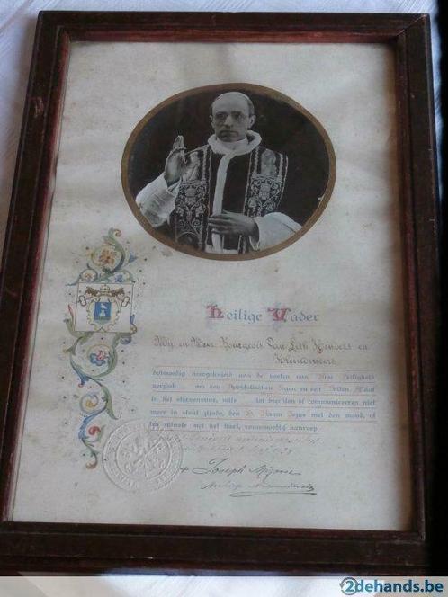 Certificat d'indulgence complète du Vatican 1939 Pape Pie XI, Collections, Religion, Utilisé, Enlèvement ou Envoi