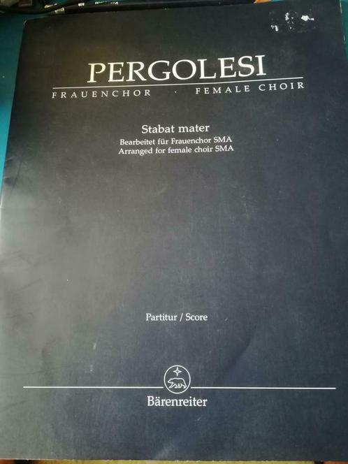 Partition- pergolesi- female choir - stabat mater, Musique & Instruments, Partitions, Comme neuf, Enlèvement ou Envoi