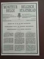 Kopie uit het Belgisch Staatsblad Overlijden Boudewijn 1993, Tijdschrift of Boek, Ophalen of Verzenden, Zo goed als nieuw