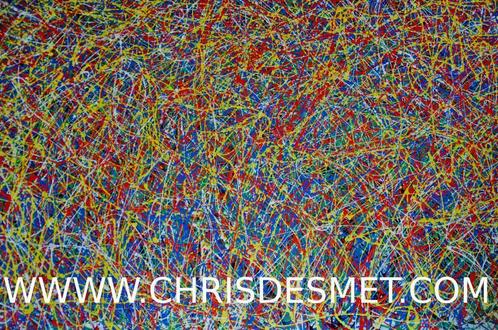 Moderne Pollock - abstract schilderij met alle basiskleuren, Antiek en Kunst, Kunst | Schilderijen | Modern, Ophalen