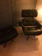 Rundlederen zwarte en witte Loungechairs + Otteman. Eames, Metaal, Nieuw, Minder dan 150 cm, Ophalen of Verzenden