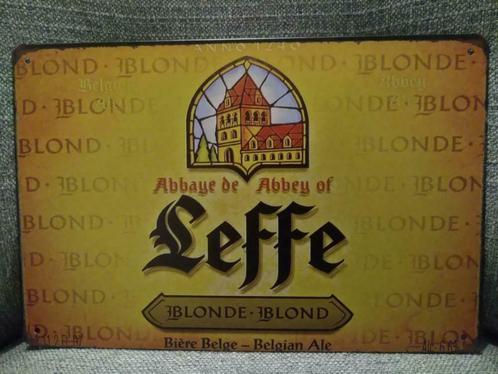 Plaque en métal publicitaire vintage biere Abbaye de Leffe, Verzamelen, Biermerken, Nieuw, Reclamebord, Plaat of Schild, Leffe