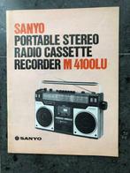 Handleiding SANYU radio cassetterecorder M4100U, Antiquités & Art, Antiquités | Outils & Instruments