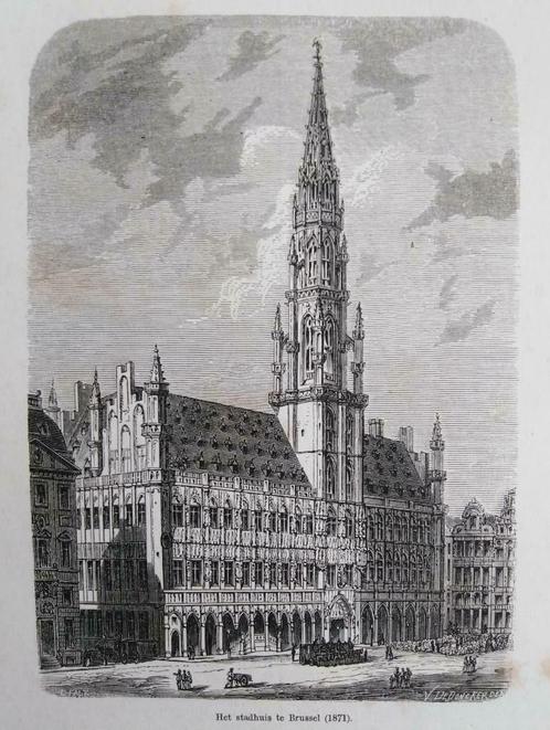 1871 - Bruxelles / Brussel - maison de ville, Antiquités & Art, Art | Eaux-fortes & Gravures, Enlèvement ou Envoi