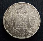 Belgium 1849 - 5 Fr Zilver - Leopold I - Morin 39a - ZFr/Pr, Timbres & Monnaies, Argent, Envoi, Monnaie en vrac, Argent