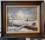 Schilderij met winterlandschap, Antiek en Kunst, Kunst | Schilderijen | Modern, Ophalen of Verzenden