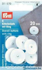 Lot de 6 boutons blancs à anneau de fixation 20 mm Pr 311570, Enlèvement ou Envoi, Neuf