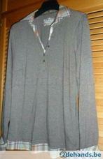 Bruine of grijze blouse met geruite kragen maat 46, Kleding | Dames, Gedragen, Maat 46/48 (XL) of groter, Ophalen
