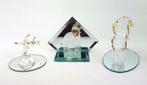 Lot van 3 vintage figuren in geblazen glas op spiegel, Ophalen of Verzenden