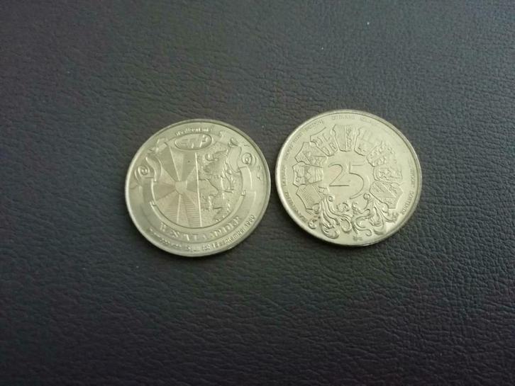 België 25 Westvlaander lokaal geld 1980  12 stuks, Postzegels en Munten, Penningen en Medailles, Ophalen of Verzenden