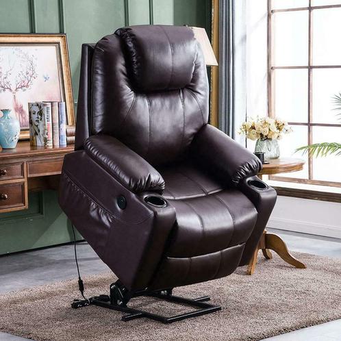 Sta-Op-Stoel Massage Fauteuil Relax Stoel Verwarmd! Bruin, Maison & Meubles, Chaises, Neuf, Brun, Enlèvement ou Envoi