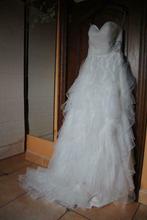 robe de mariée longue + cape, Comme neuf, Enlèvement, Blanc, Robe de mariée