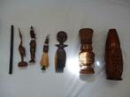 Lot de sculptures en bois art africain figures vase statues, Enlèvement ou Envoi