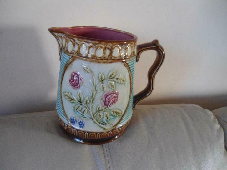 Ancien Pichet Barbotine Pot a Lait Lecat & Cie Fin 19éme Exc, Antiquités & Art, Antiquités | Vases, Enlèvement ou Envoi