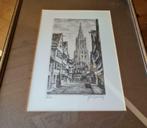 Ets / pentekening Friedrich Görlitz - Kathedraal van Ulm, Antiek en Kunst, Ophalen