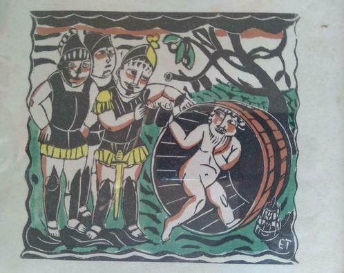 Kleurenhoutsnede Edgard Tytgat - "Diogenes, den wyse (...).", Antiek en Kunst, Kunst | Litho's en Zeefdrukken, Ophalen