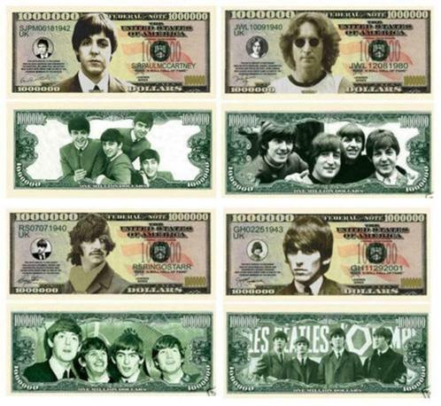 USA 1 million US $ bankbiljetten The Beatles 3+1 free - UNC, Timbres & Monnaies, Billets de banque | Amérique, Billets en vrac
