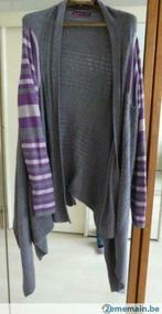 long gilet asymétrique com neuf gris foncé+clair+mauve, Kleding | Dames, Jassen | Winter, Ophalen, Gedragen, Grijs