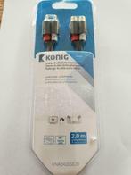 Kabel 2 RCA male naar 2 RCA female - 2 meter - nieuw verpakt