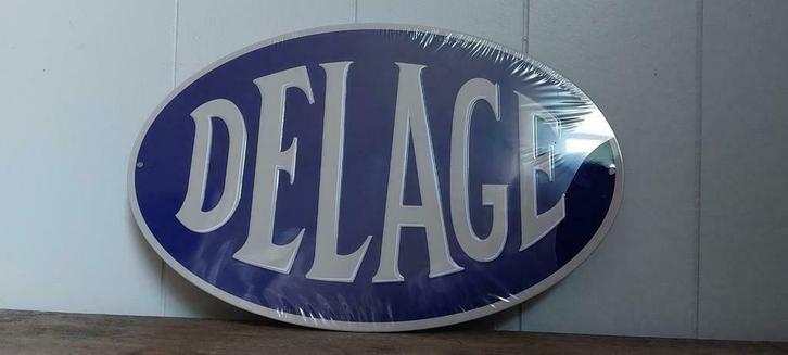 Reclamebord automerk Delage + bijhorend boekje, Verzamelen, Merken en Reclamevoorwerpen, Nieuw, Reclamebord, Ophalen of Verzenden