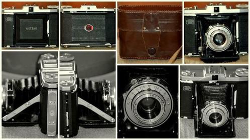 Oude Ikon Zeiss Nettar camera + leren tas, Verzamelen, Foto-apparatuur en Filmapparatuur, Ophalen of Verzenden